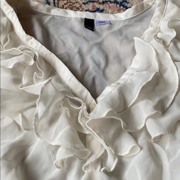 H&M Divided Cream Ruffle Blouse (Size 2) - Picture 3 of 5